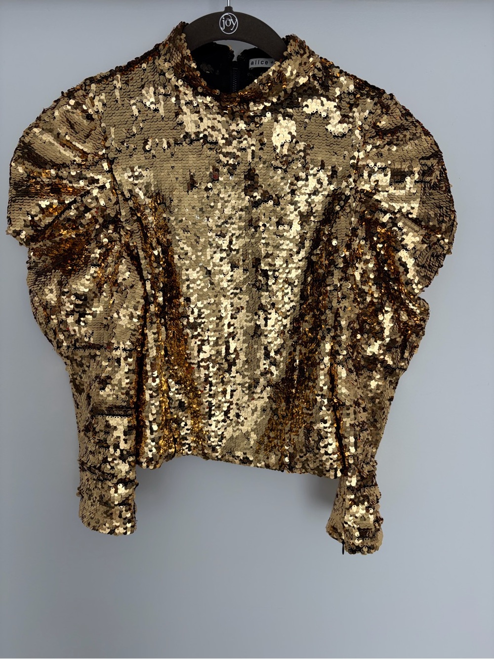 Alice and Olivia High-Neck Gold Sequin Women's Top